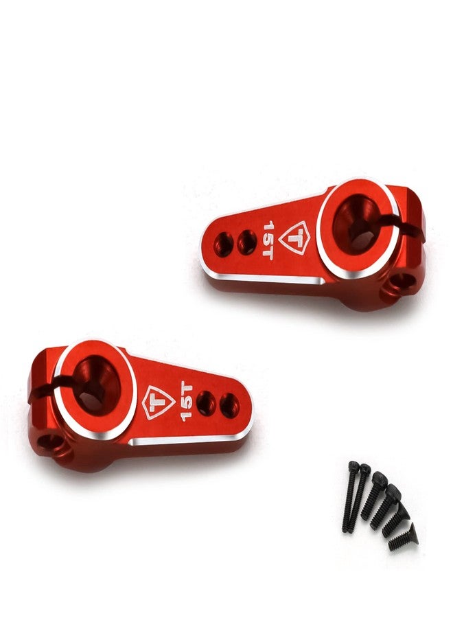 ذراع سيرفو TREAL SCX24 15T لسيرفو EMAX، ذراع سيرفو من الألومنيوم 7075 (قطعتان) متوافق مع Axial 1/24 SCX24 (أحمر) - Image 2